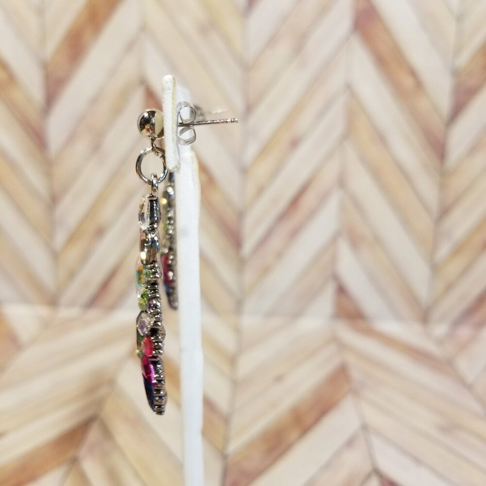 Multicolored Rhinestone Stud Earrings - Picture 3 of 3